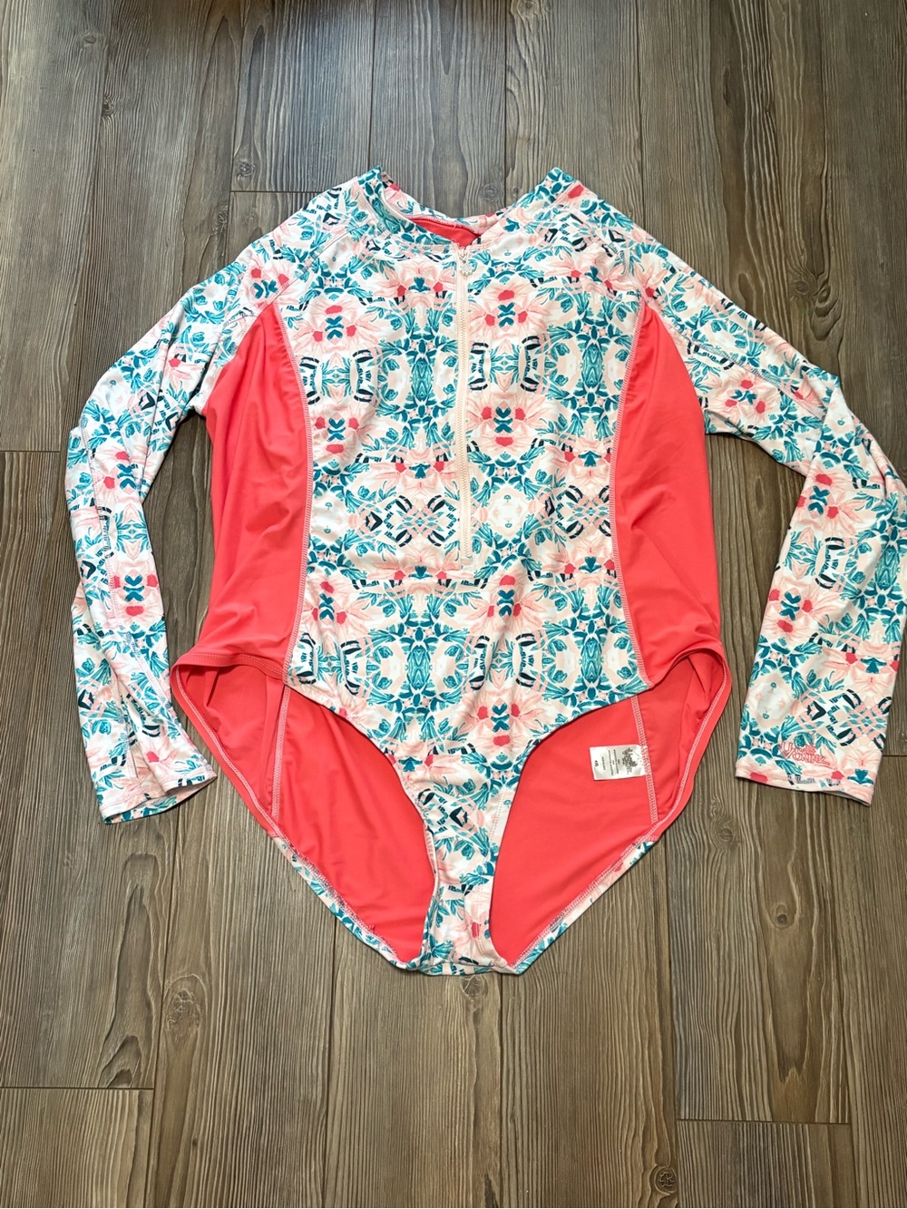 UV Skinz Women's Plus Size 4XL Long Sleeve One Piece Swimsuit UPF 50+ Floral